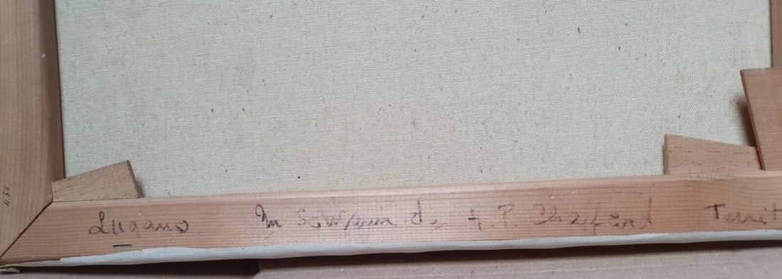 Vintage Oil Painting signed Blue Mountain Landscape Modern - 5