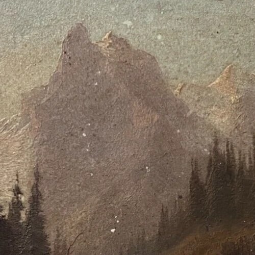 Antique Painting Original Landscape, Mountain, River, Trees, Berner Oberland - 4