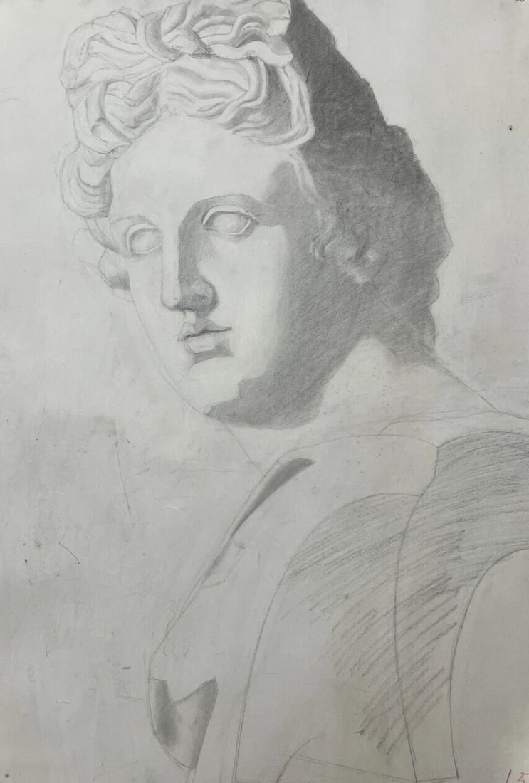 Antique Original Drawing Man, Portrait, Sculpture, Profil: Title: Antique Original Drawing Man, Portrait, Sculpture, Profil Description: Antique Original Drawing Man, Portrait, Sculpture Pencil paper 64 x 49 cm folds, stains, tears Reserve: $150.00 Shipping: