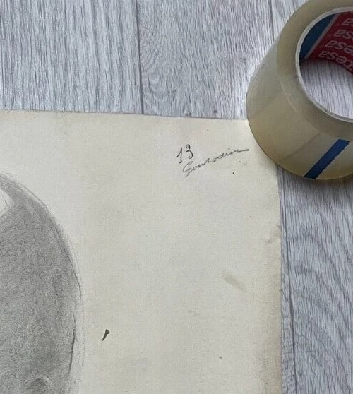 Antique Original Drawing Man, Portrait, Sculpture, Profil - 4