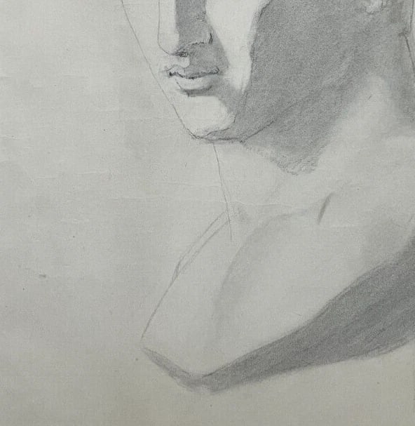 Antique Original Drawing Man, Portrait, Sculpture, Profil - 5