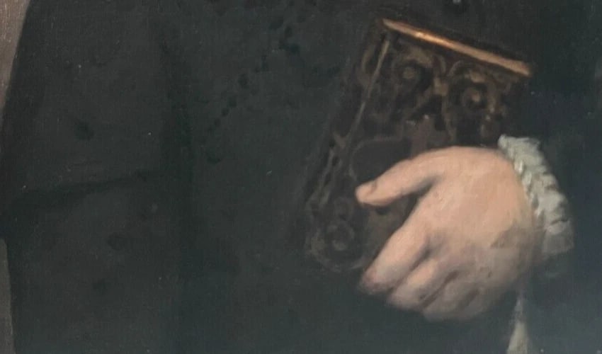 Antique Original Painting 19th century, Portrait, Child, Boy, Religion - 4