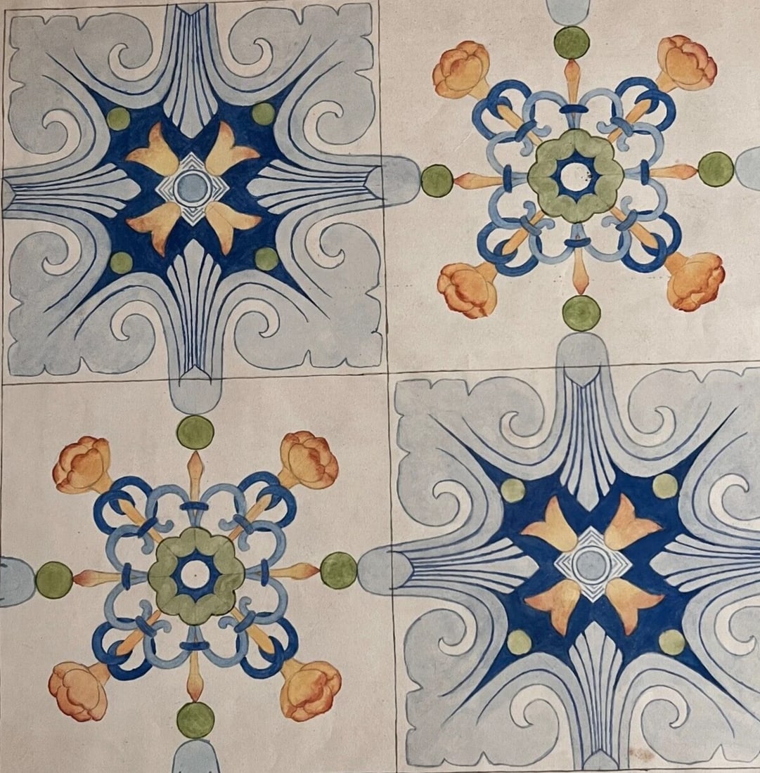 Antique Drawing Original Drawing Flowers, Floral, Architecture, Design, Colors: Title: Antique Drawing Original Drawing Flowers, Floral, Architecture, Design, Colors Description: Antique Drawing Original Drawing Flower, Floral, Architecture, Design, Colors Watercolor on paper 48