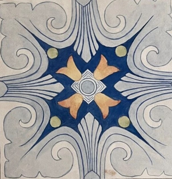 Antique Drawing Original Drawing Flowers, Floral, Architecture, Design, Colors - 2