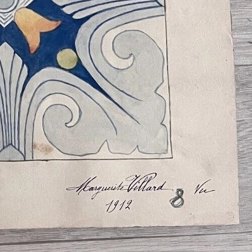 Antique Drawing Original Drawing Flowers, Floral, Architecture, Design, Colors - 5