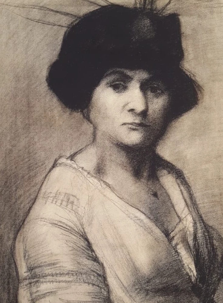 Antique Drawing Charcoal Woman Portrait with Hat: Title: Antique Drawing Charcoal Woman Portrait with Hat Description: Antique Drawing Charcoal Woman Portrait Charcoal paper 63 x 48 cm folds, tears, stains Reserve: $150.00 Shipping:Domestic: