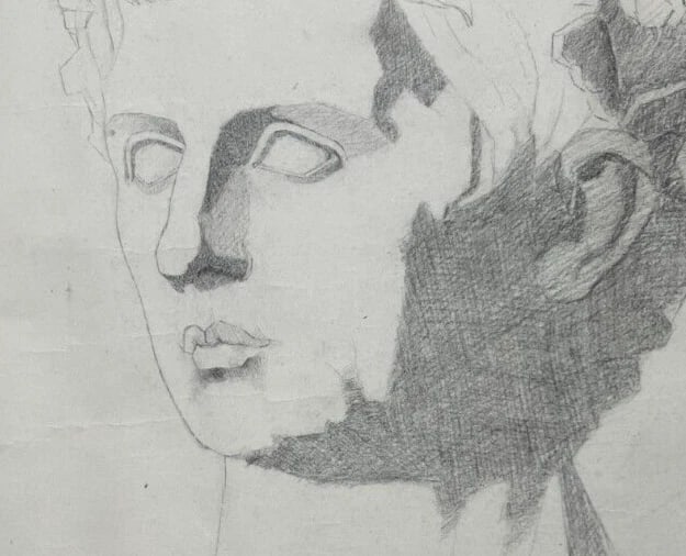 Antique Original Drawing Man, Portrait, Sculpture, Profil - 3