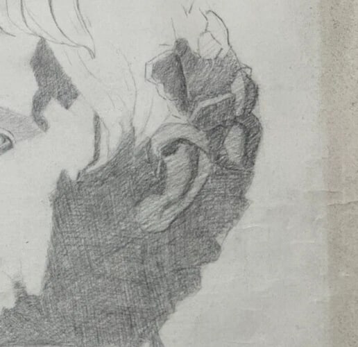 Antique Original Drawing Man, Portrait, Sculpture, Profil - 5