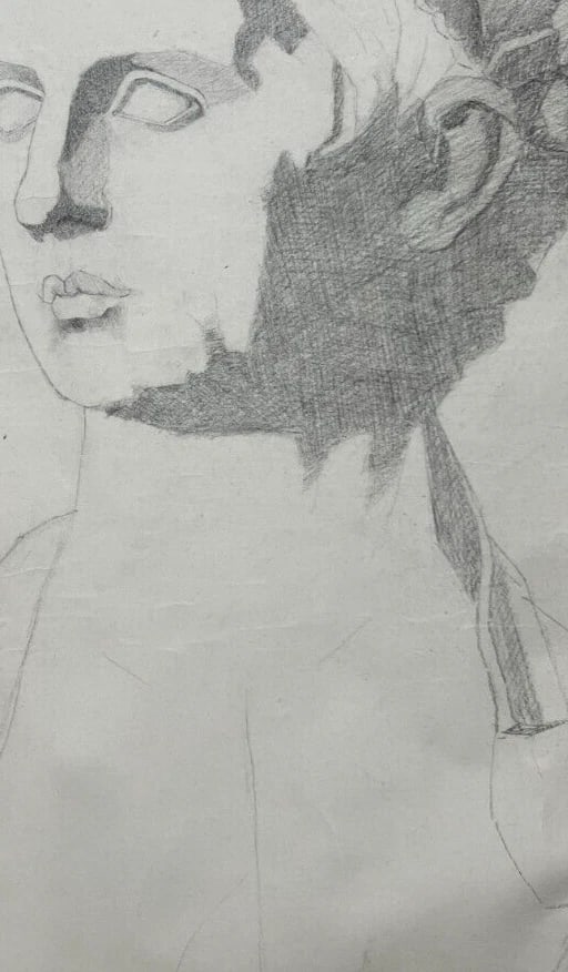 Antique Original Drawing Man, Portrait, Sculpture, Profil - 7