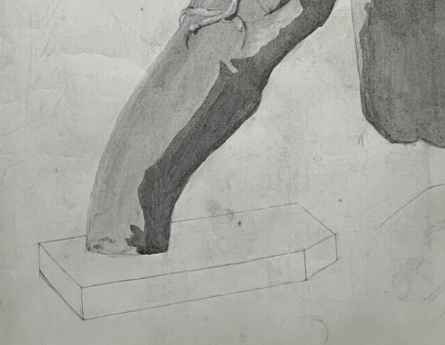 Antique Original Drawing Sculpture, Animal, Bird, Crow - 4