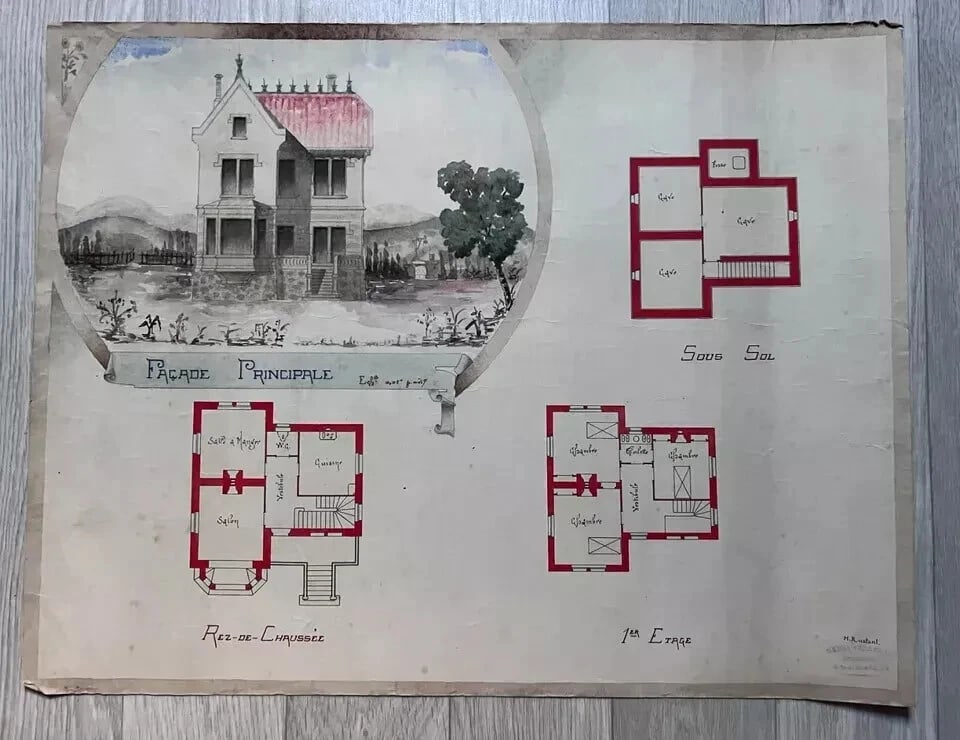 Antique Original Architecture Drawing Building, Architecture Plans Architectural - 8