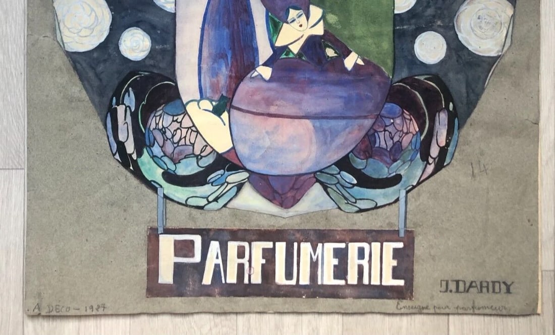 Perfume Art Deco Advertising - Drawing Original Antique Artwork - 7