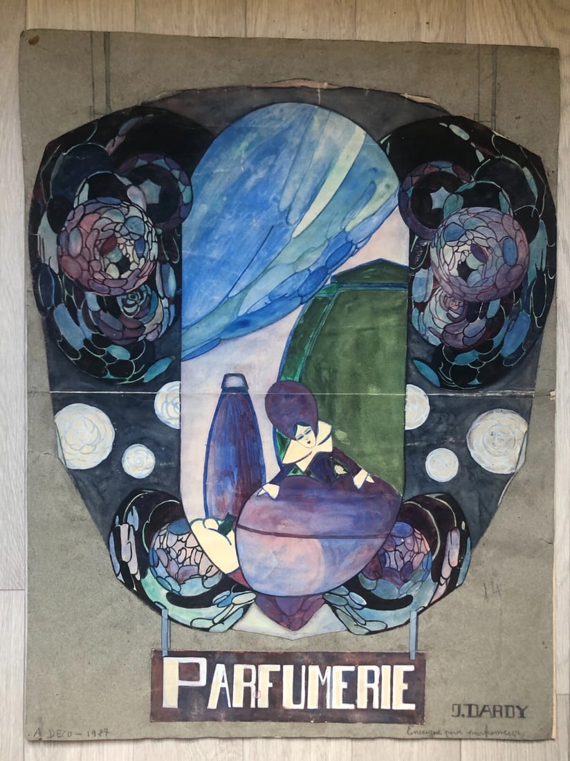 Perfume Art Deco Advertising - Drawing Original Antique Artwork - 8