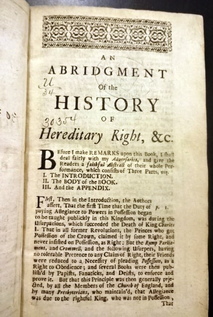 1714 An Abridgement of Hereditary Right - 2