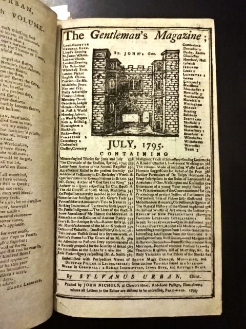 1795 Volume of Gentleman's Magazine Engravings History - 2
