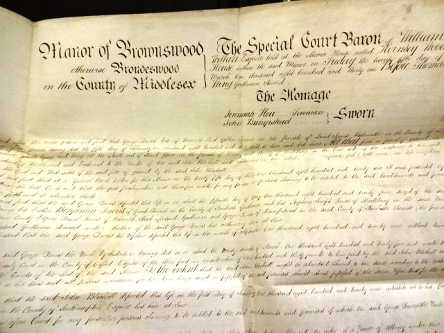 1836 Large English Vellum Manuscript Brownswood - 2