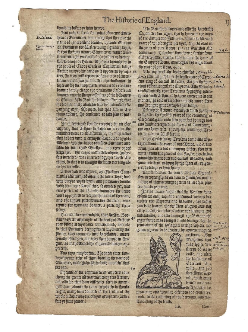 1577 English Holinshed Leaf Battle Woodcut - 2