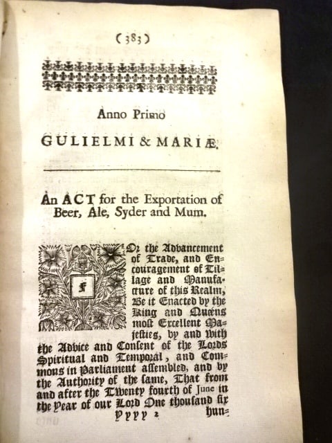 1689 English Act William and Mary Beer Exports - 2