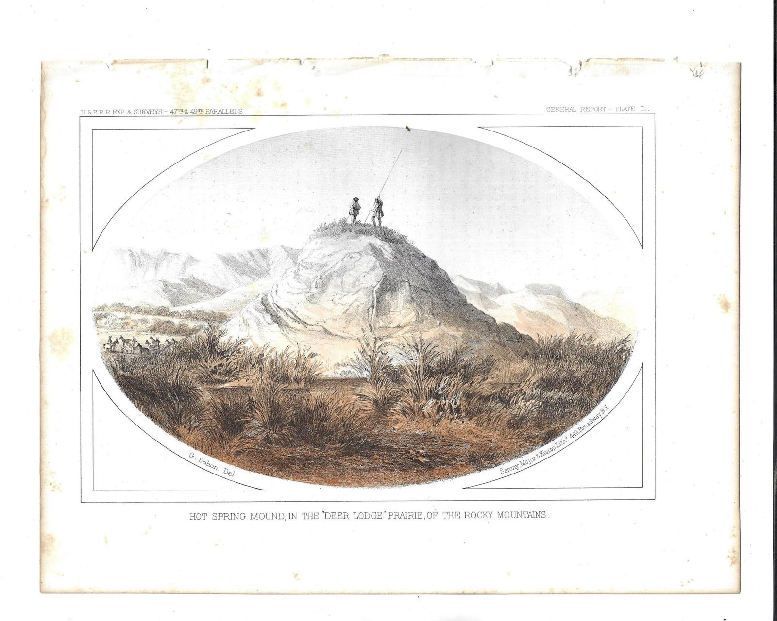 1860 Two Colored Lithographs Columbia River Rockies - 2