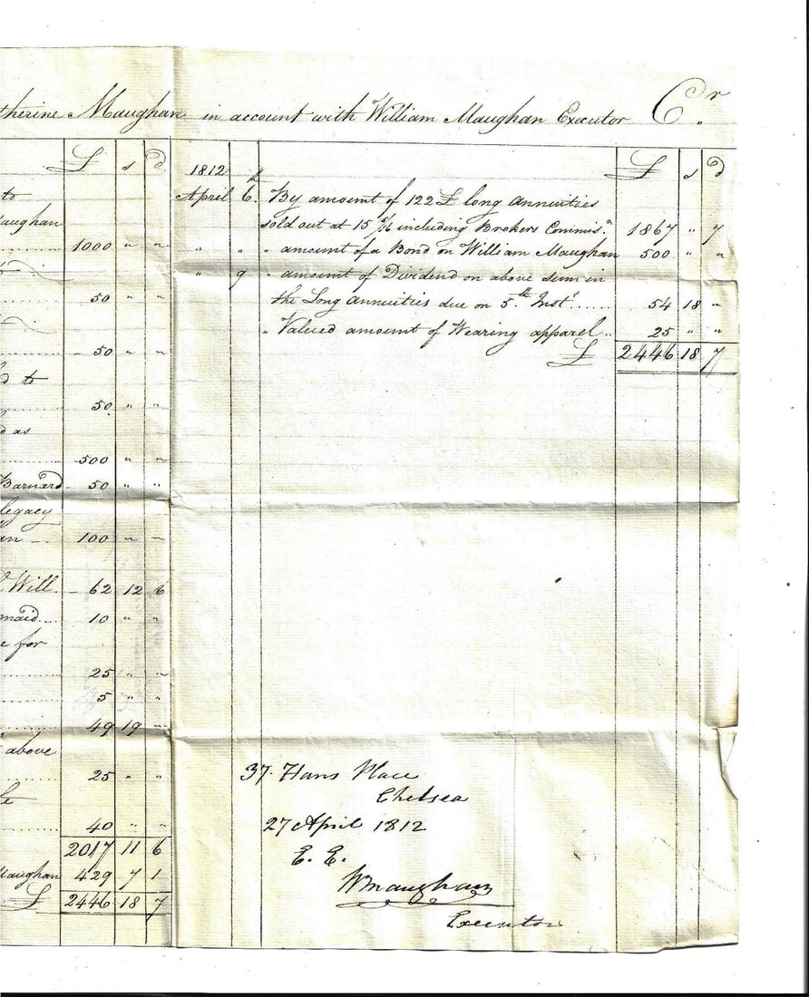1812 English Manuscript Legal Fees Ledger - 2