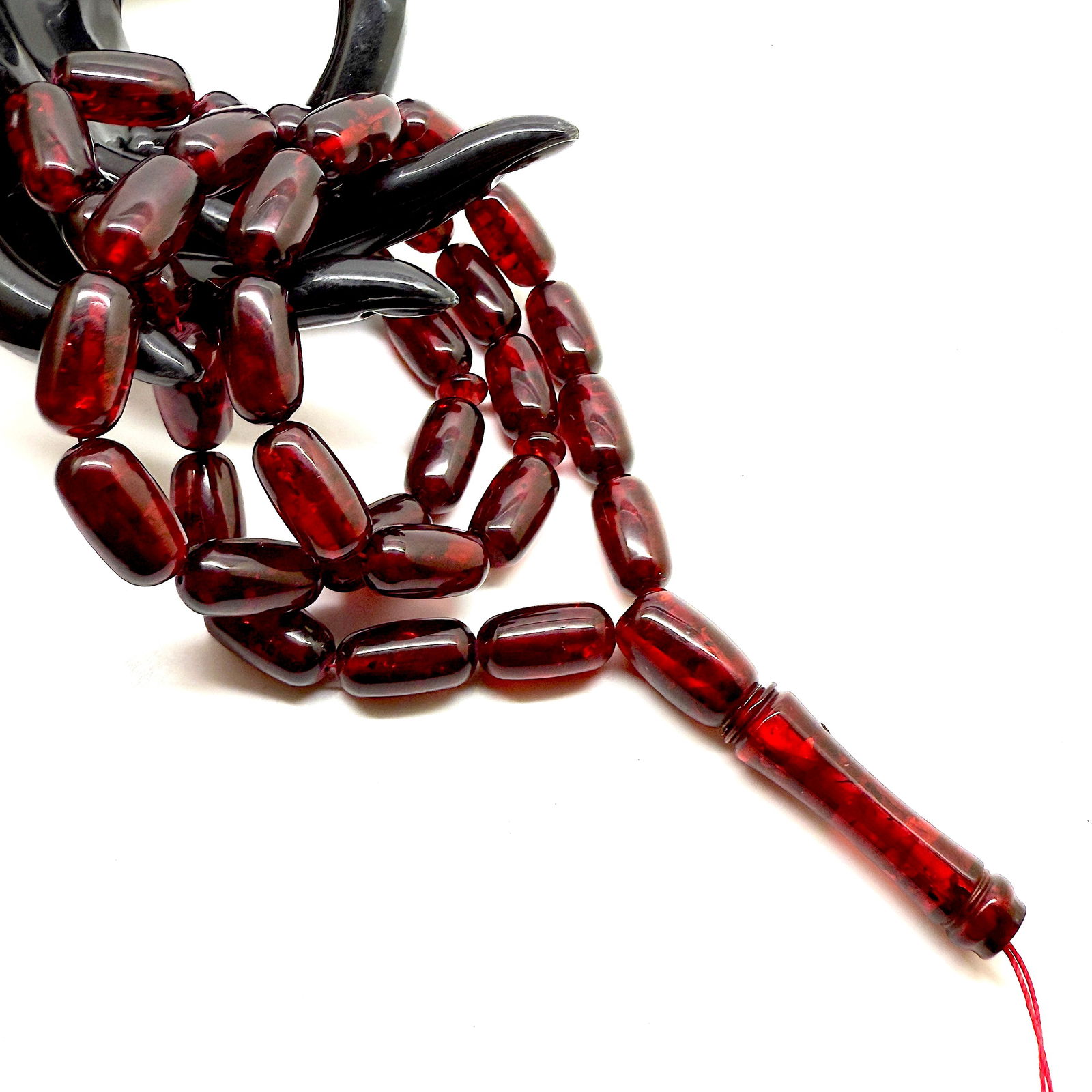 Extraordinary Amber Tesbih made from Capsule shaped Amber beads - 5