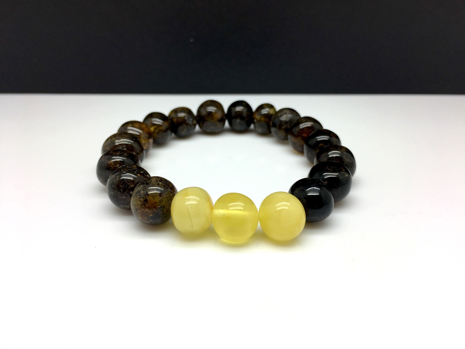 Antique Amber Bracelet made from Hand Carved Amber beads - 6