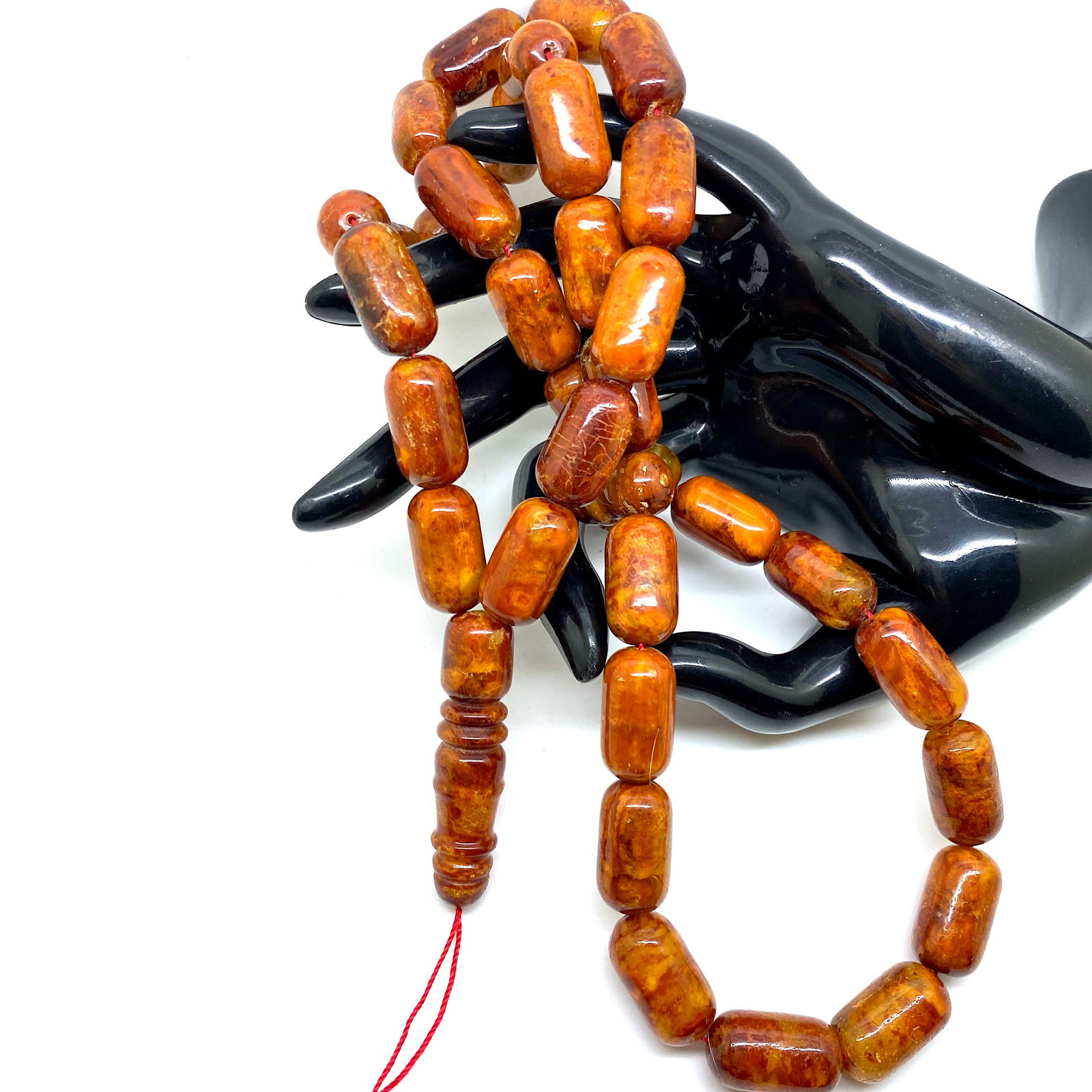 Marvellous Amber Tesbih made from Barrel shaped Amber beads - 10
