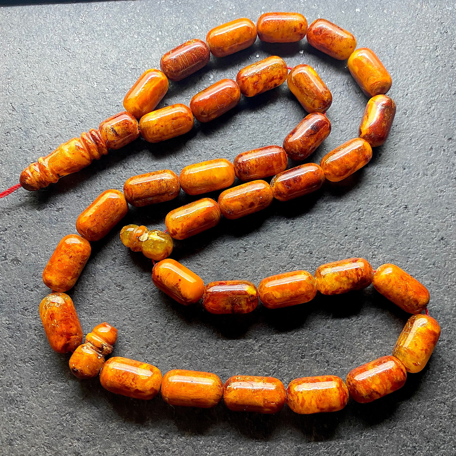 Marvellous Amber Tesbih made from Barrel shaped Amber beads - 4