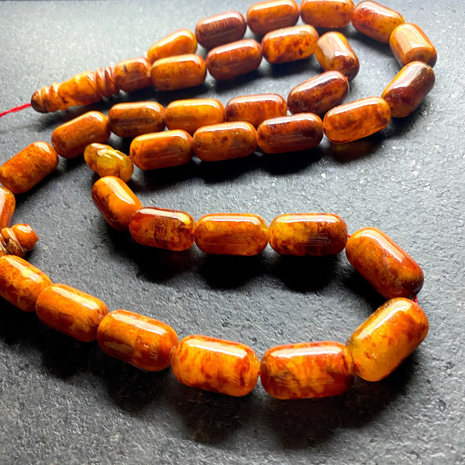 Marvellous Amber Tesbih made from Barrel shaped Amber beads - 5