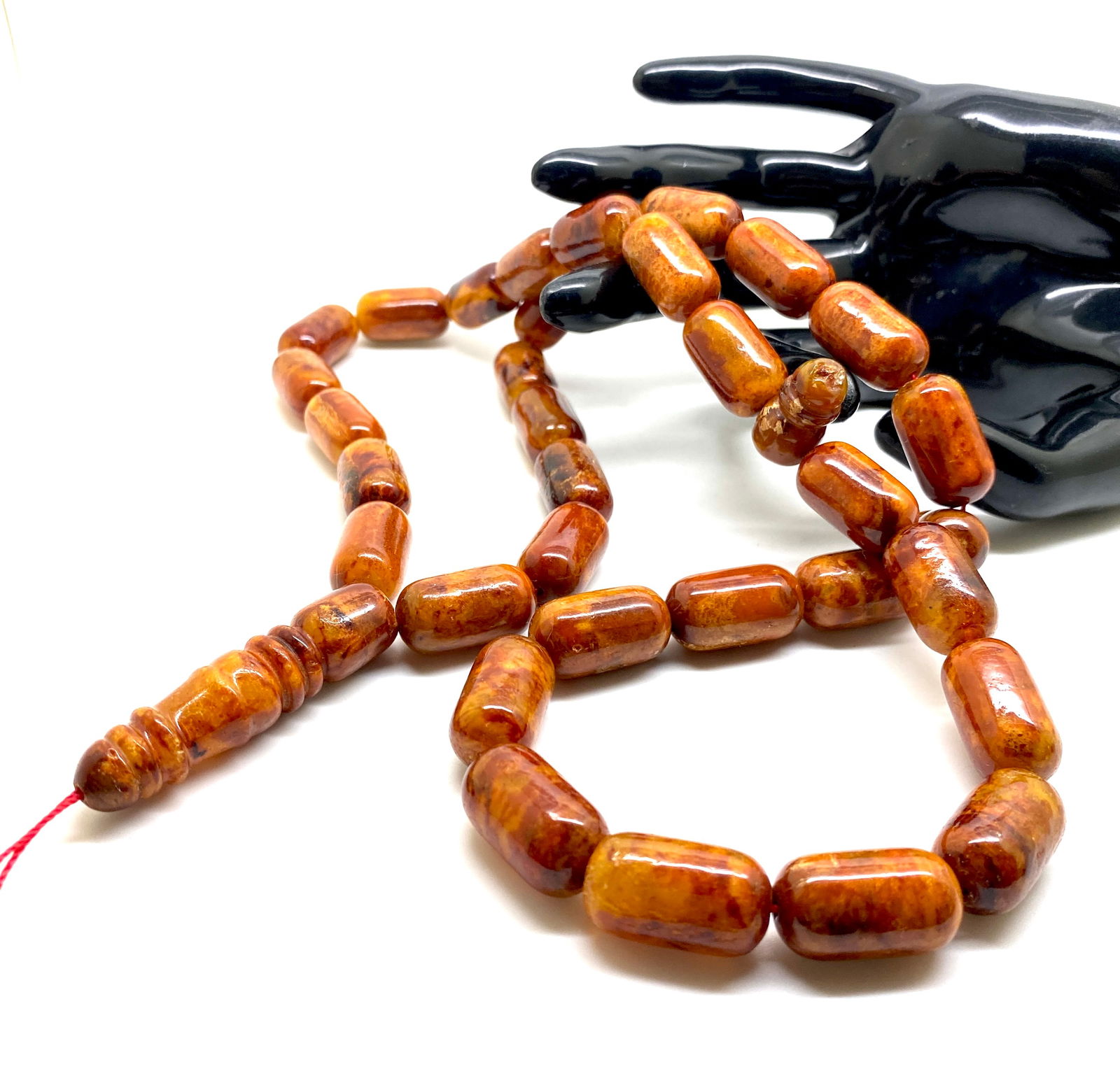 Marvellous Amber Tesbih made from Barrel shaped Amber beads - 8