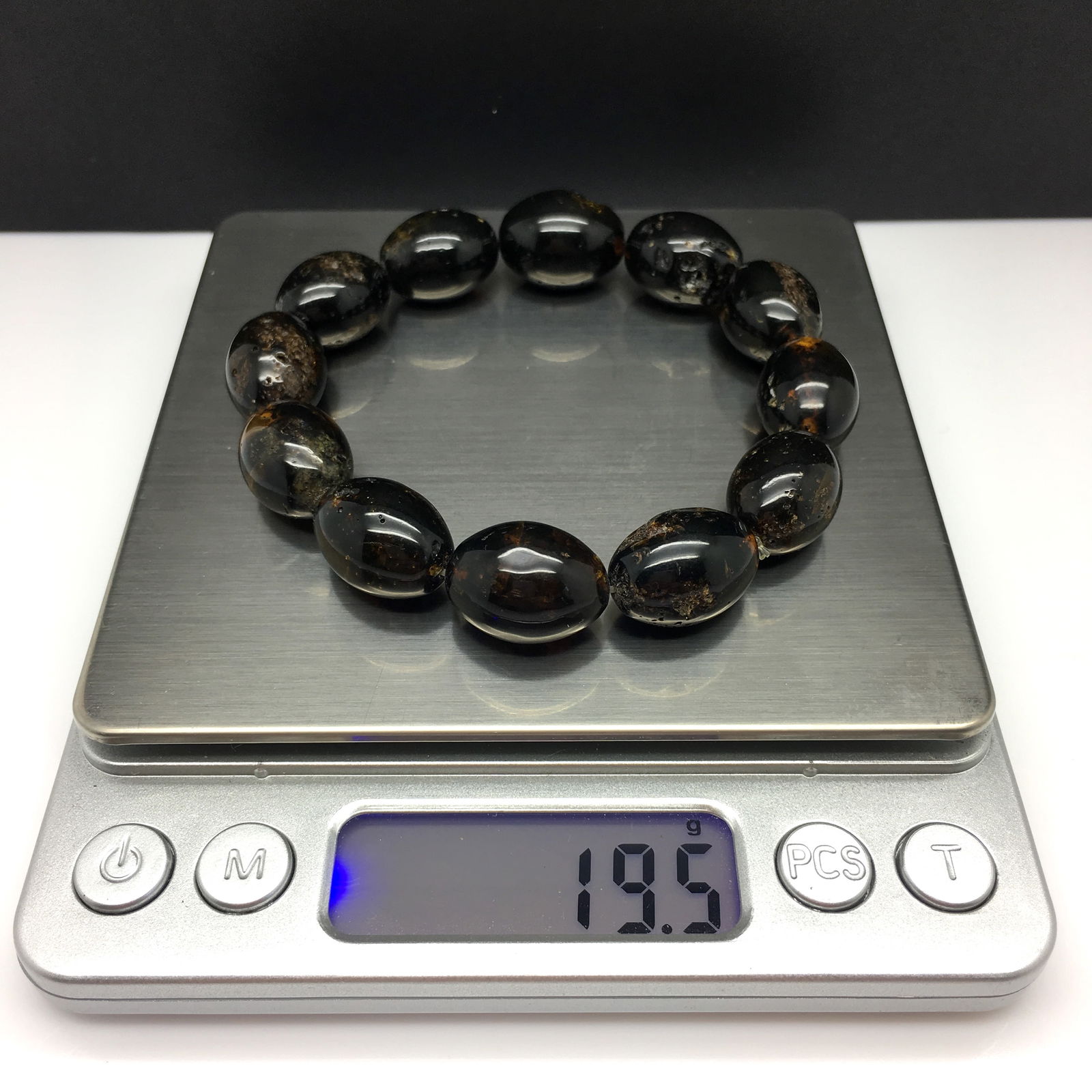 Antique Amber Bracelet made from Olive shaped Amber beads - 4