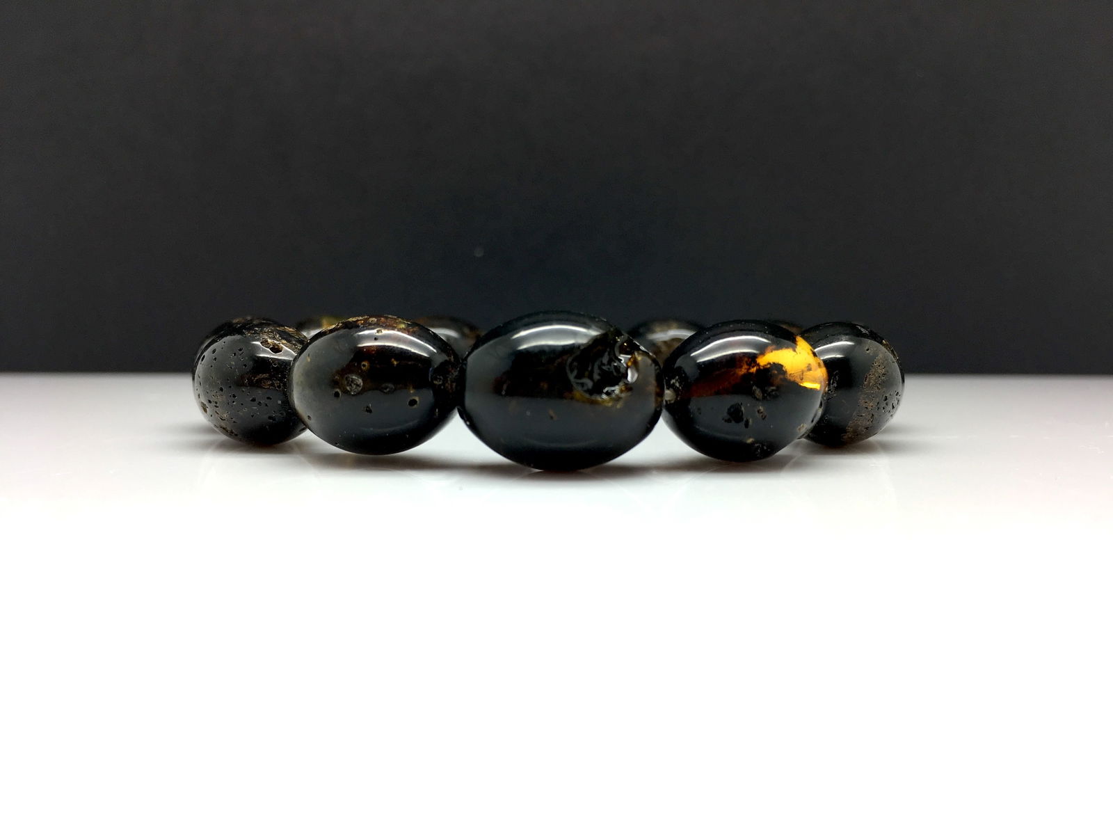 Antique Amber Bracelet made from Olive shaped Amber beads - 5