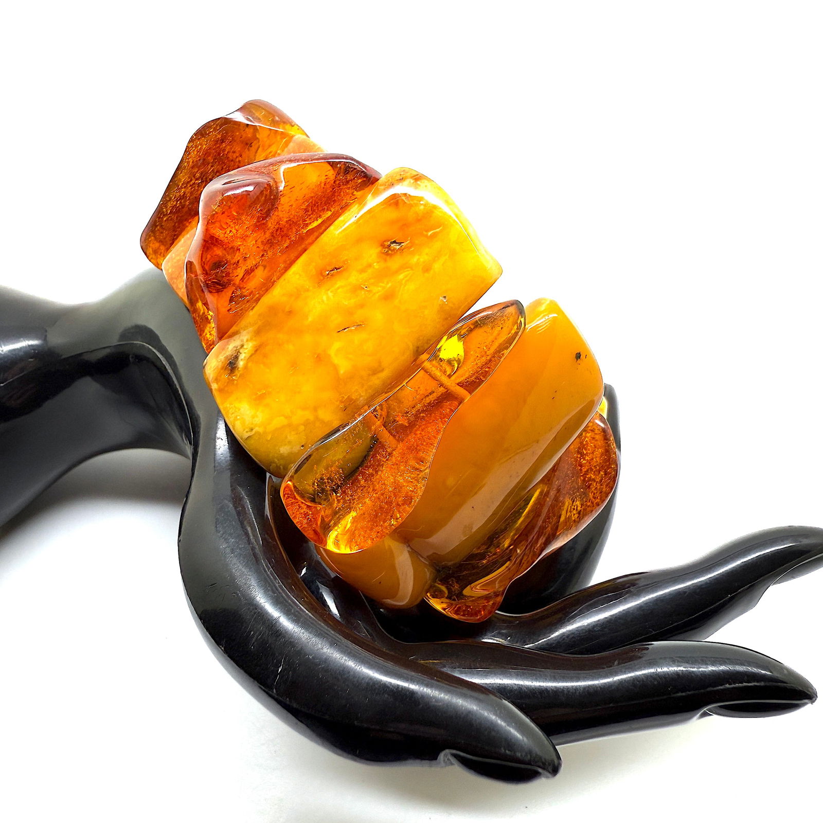 Amazing Vintage Amber Bracelet made from Rectangle shaped Amber beads - 2