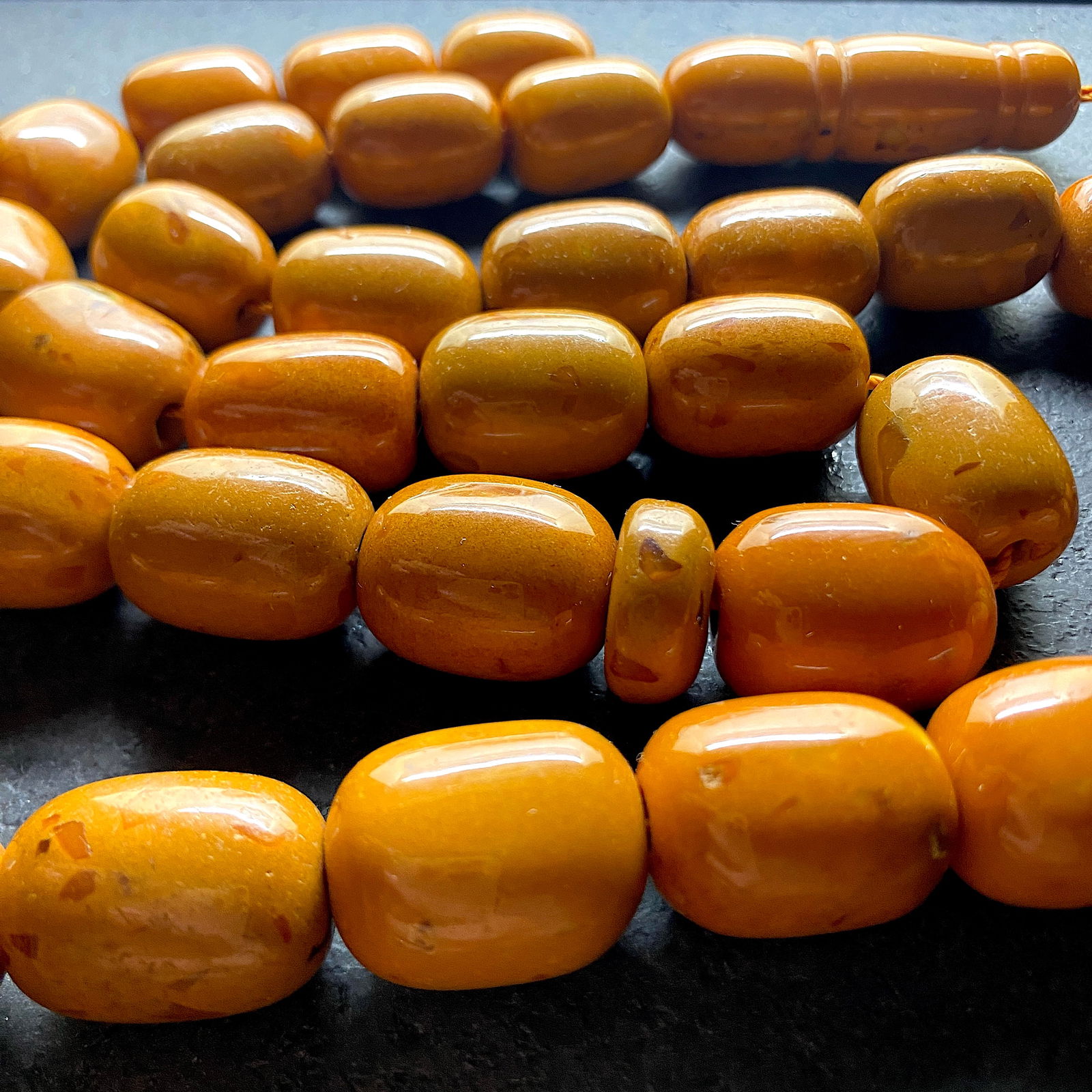 Phenomenal Amber Tesbih made from Barrel shaped Amber beads - 2