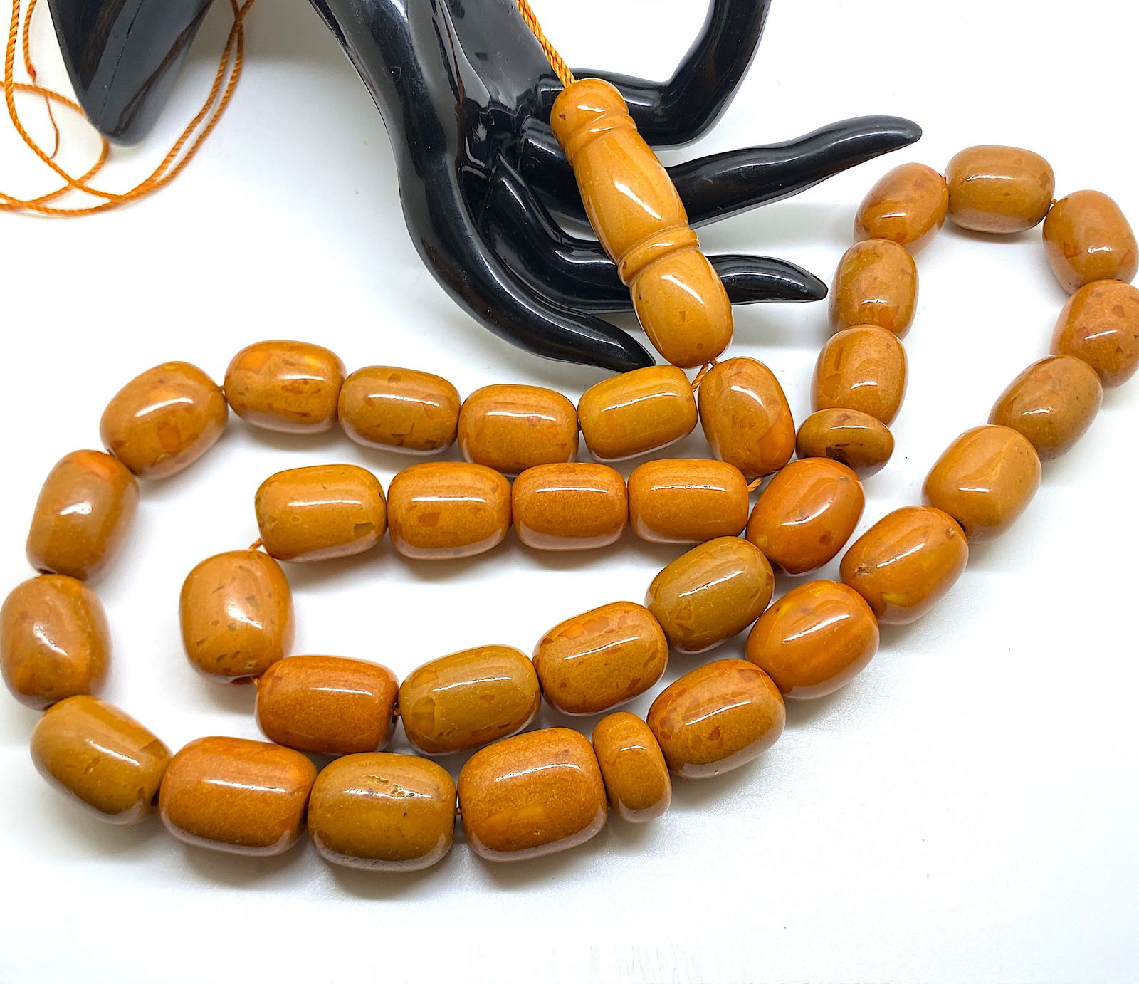 Phenomenal Amber Tesbih made from Barrel shaped Amber beads - 5