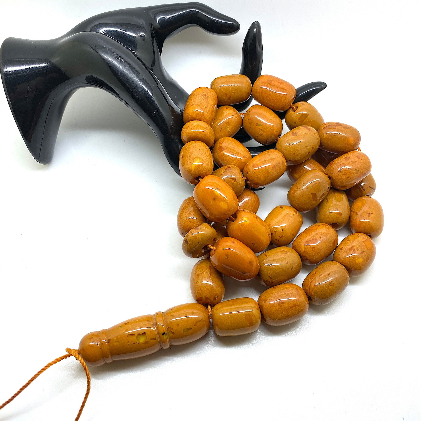 Phenomenal Amber Tesbih made from Barrel shaped Amber beads - 6