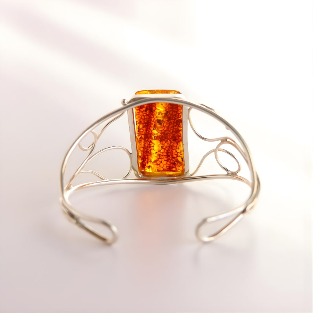 Handmade Baltic Amber Cuff Bracelet - 6