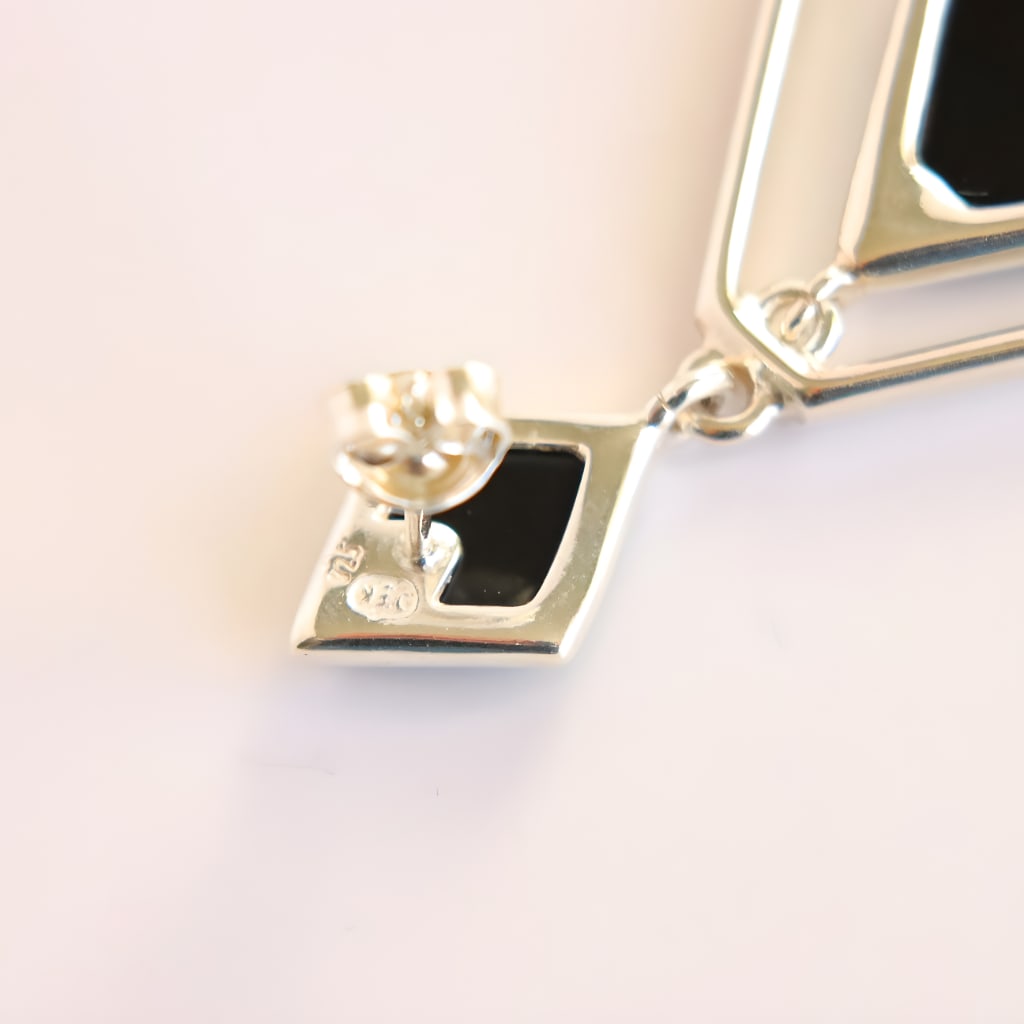 Baltic Green Amber Statement Earrings in Sterling Silver - 5