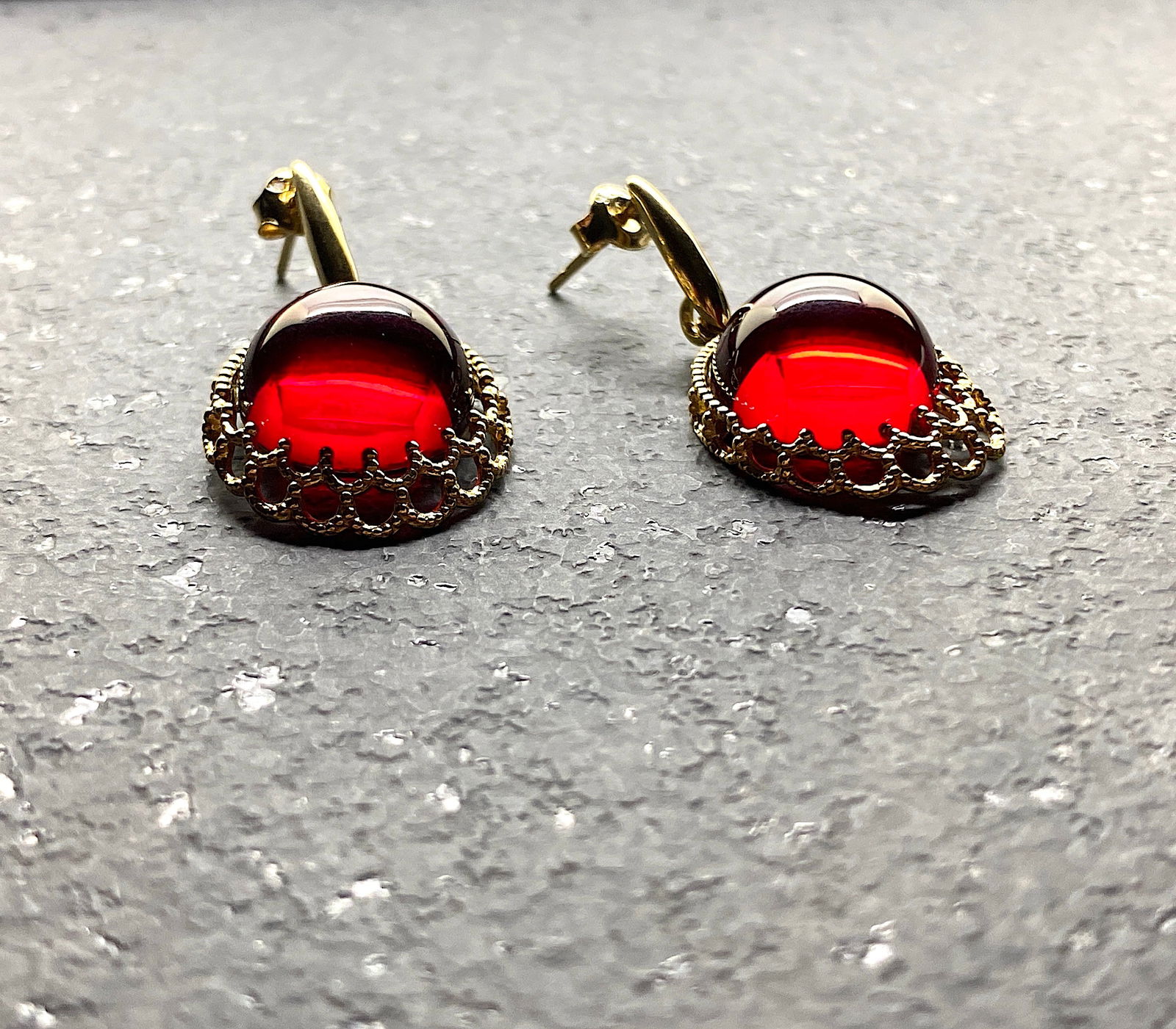 Gold plated Amber Earrings - 2