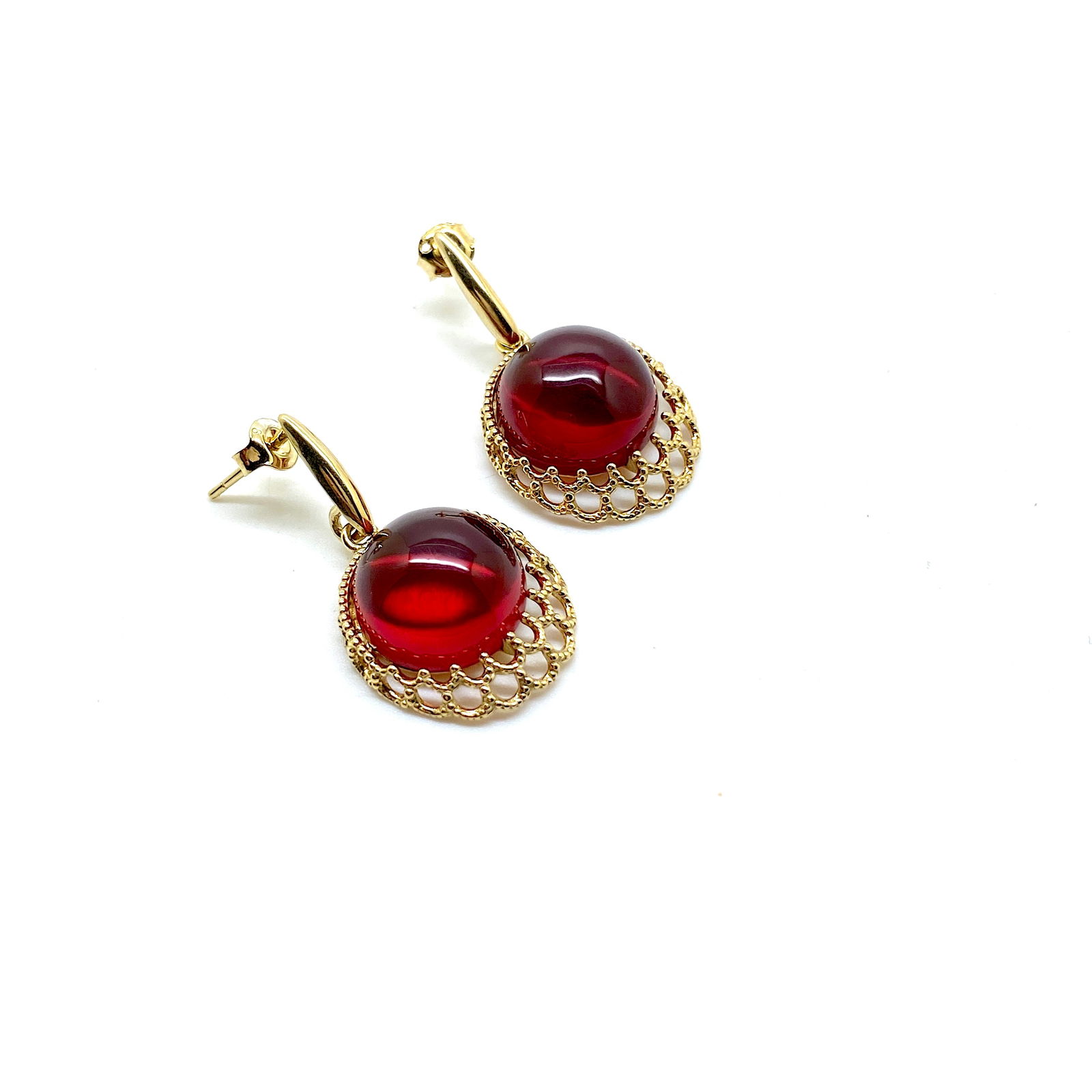 Gold plated Amber Earrings - 4