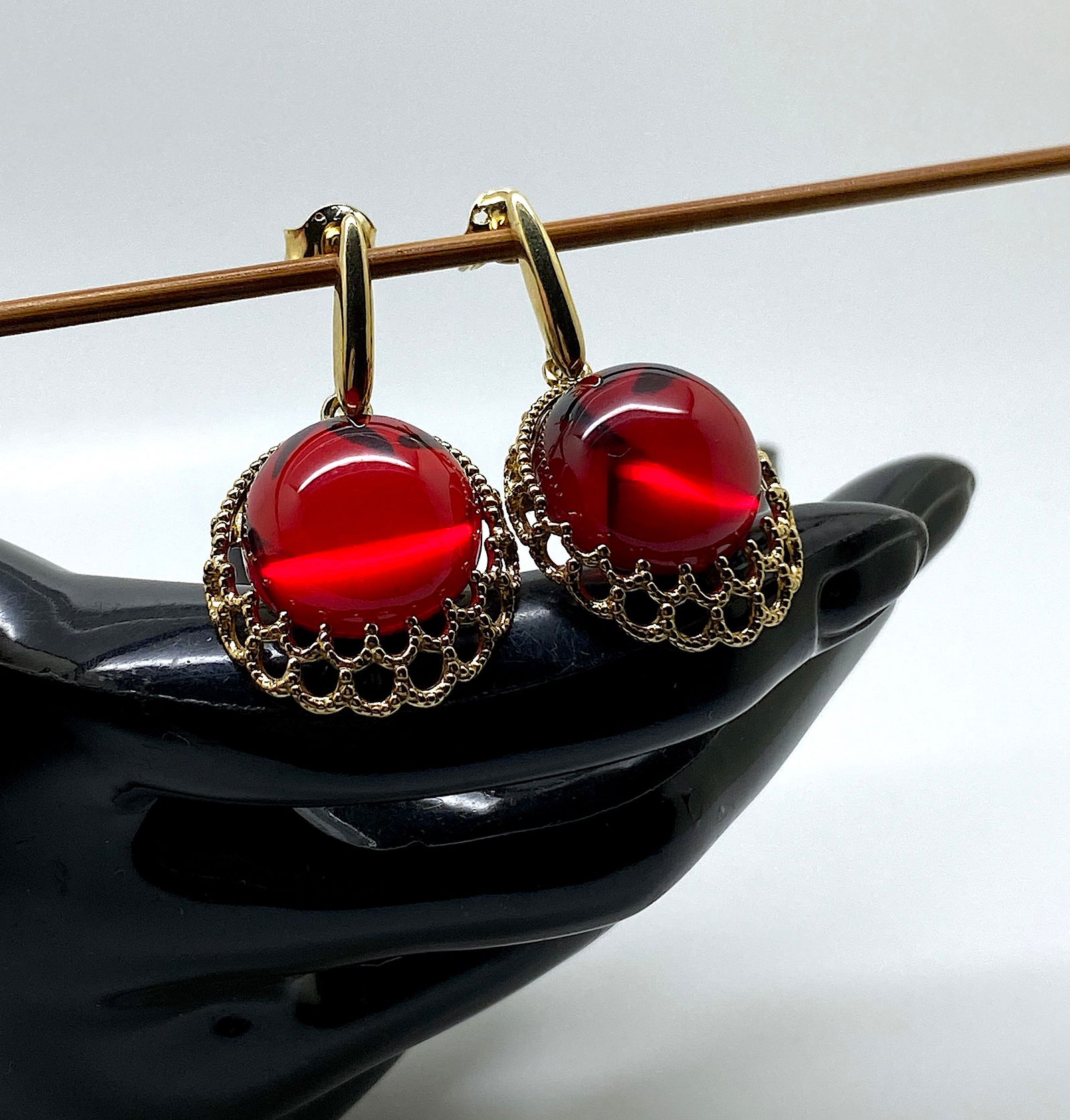 Gold plated Amber Earrings - 6