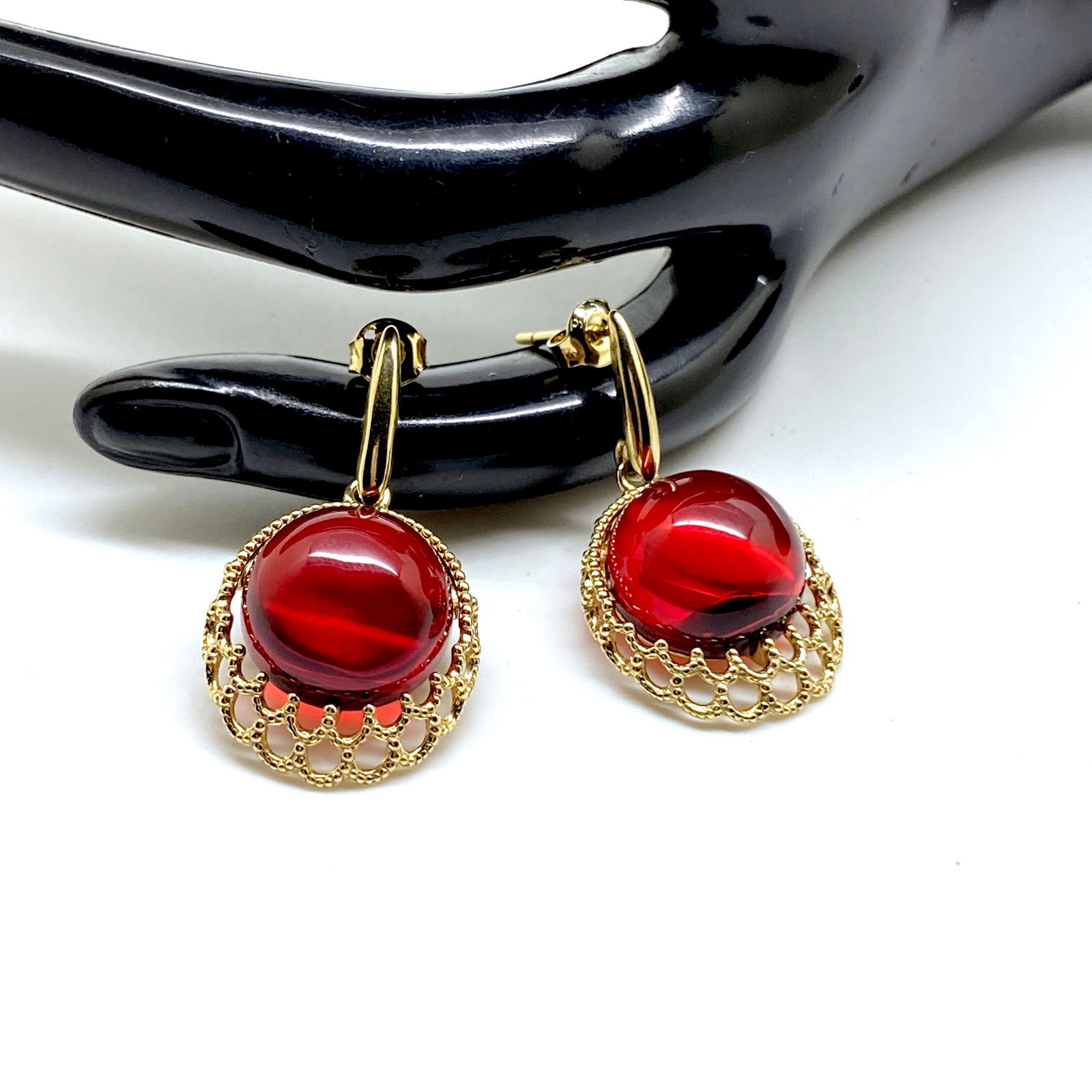 Gold plated Amber Earrings - 7