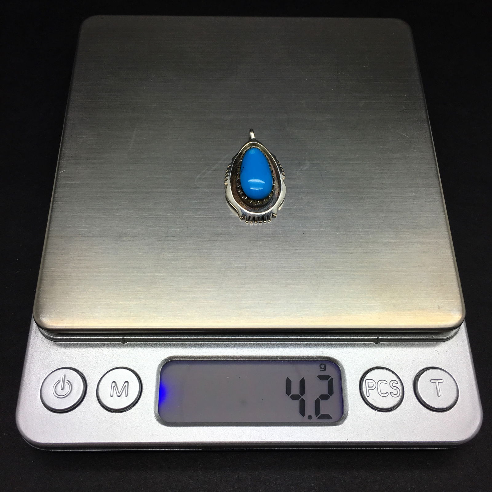 Silver and turquoise pendant - 8