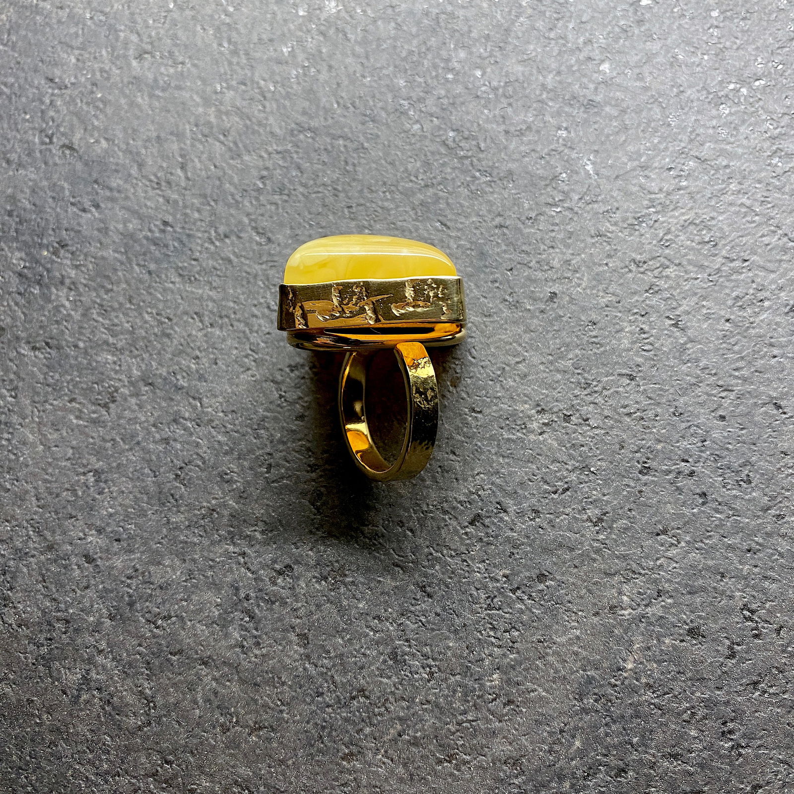 Adjustable Square Amber Ring - 5
