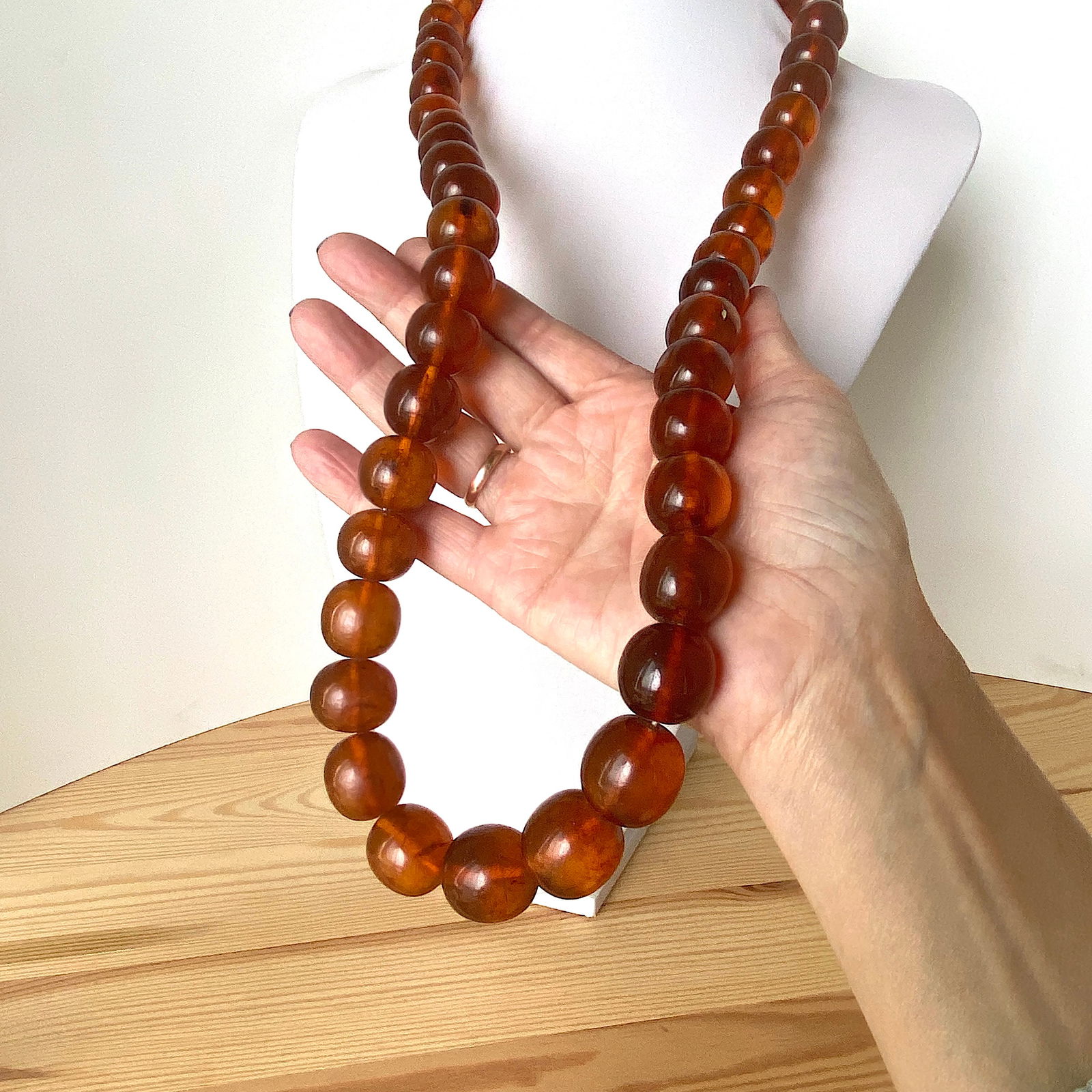 Amazing Unique Vintage Amber Necklace made from Round Amber beads (1 of 10)