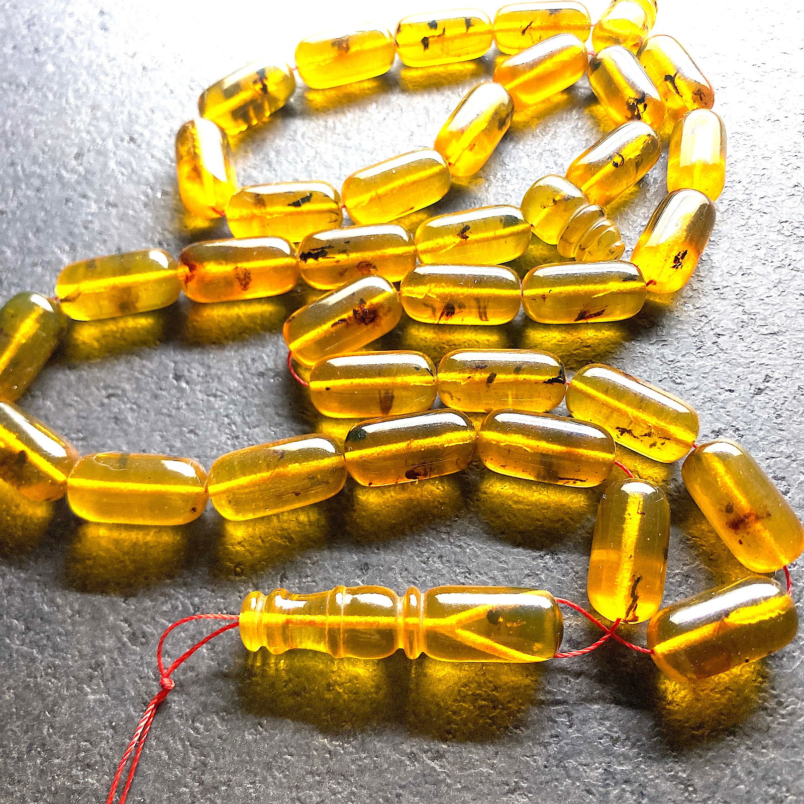Vintage Amber Tesbih made from Barrel beads with inclusions - 6