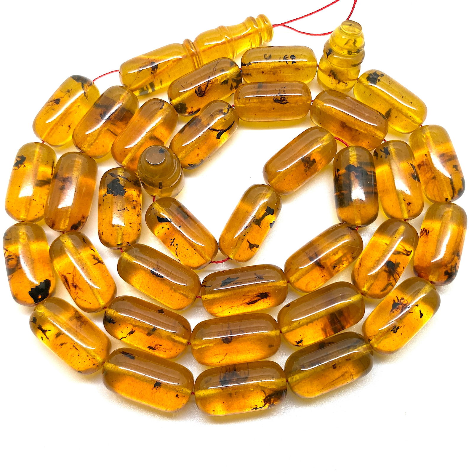 Vintage Amber Tesbih made from Barrel beads with inclusions - 8