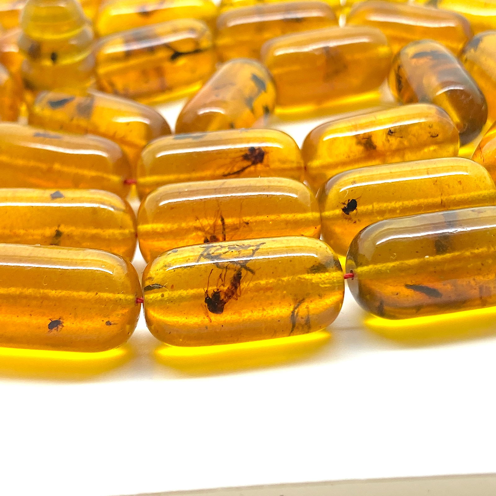 Vintage Amber Tesbih made from Barrel beads with inclusions - 9