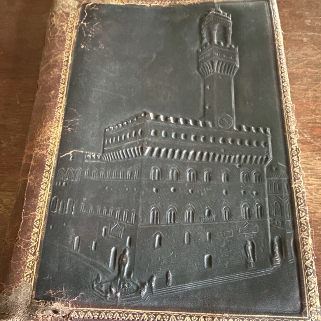 Antique Embossed Leather Bible/Book Cover Hand Tooled Castle/Floral Themes - 2