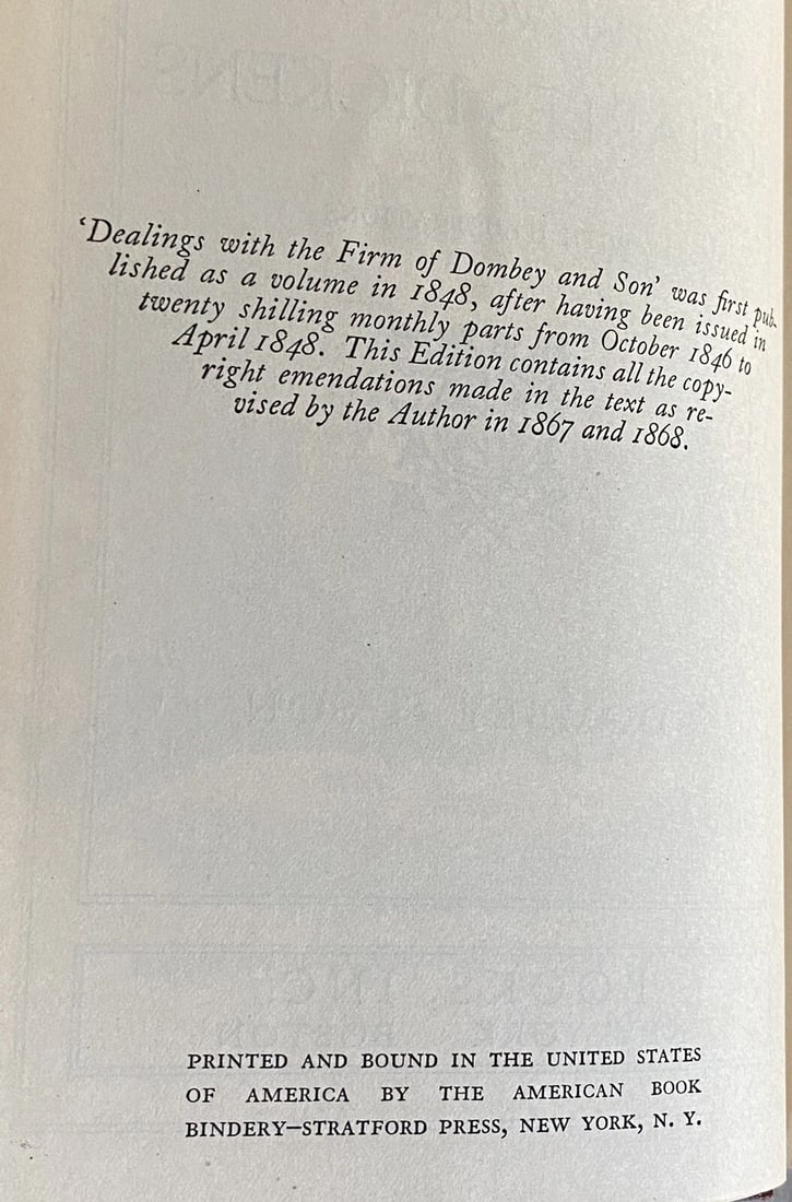 Charles Dickens Dombey and Son Clear Type Edition Books Inc HC 1930’s V Good - 7